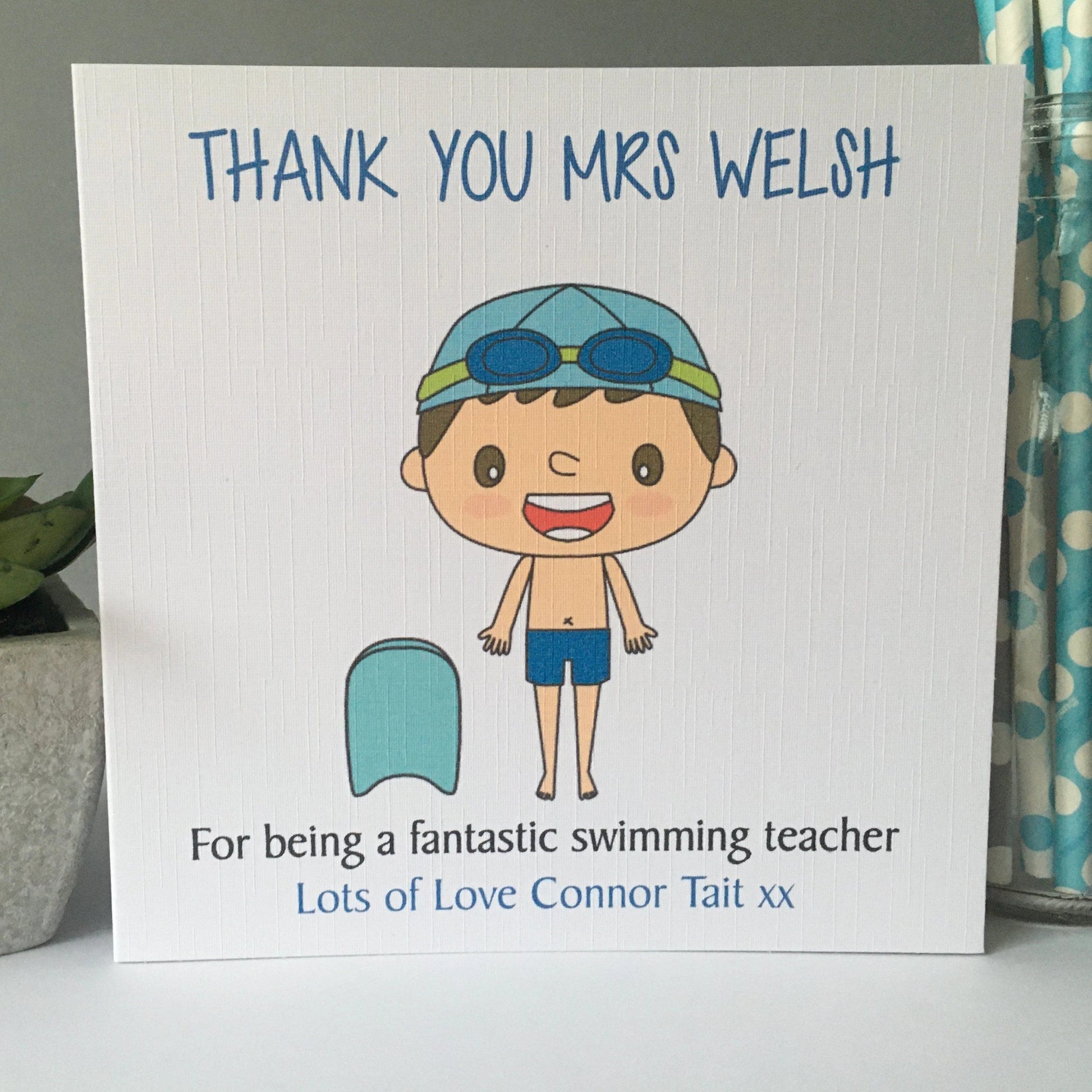 Personalised Thank You Card Swimming Teacher