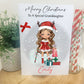 Personalised Christmas Card Girl Reindeer