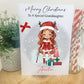 Personalised Christmas Card Girl Reindeer