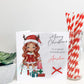 Personalised Christmas Card Girl Reindeer
