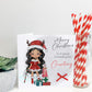 Personalised Christmas Card Girl Reindeer