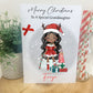 Personalised Christmas Card Girl Reindeer