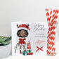 Personalised Christmas Card Girl Reindeer