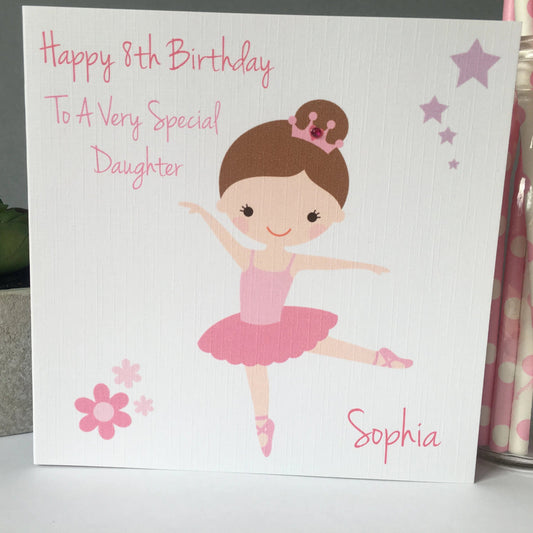 Personalised Girls Handmade Birthday Card Ballet Dancer Granddaughter Daughter Niece Cousin Friend God Daughter