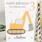Personalised Boys Birthday Card Digger Truck