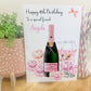 Personalised Birthday Gift Bag Floral Pink Champagne