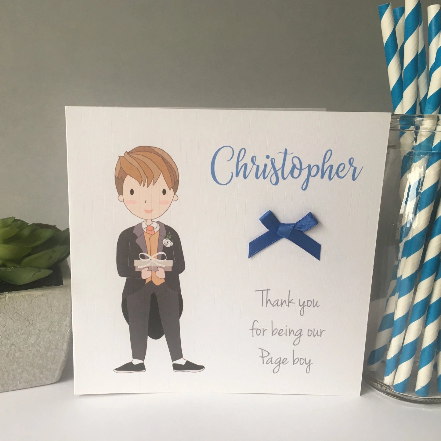 Personalised Wedding Card Thank You For Being Our Page Boy