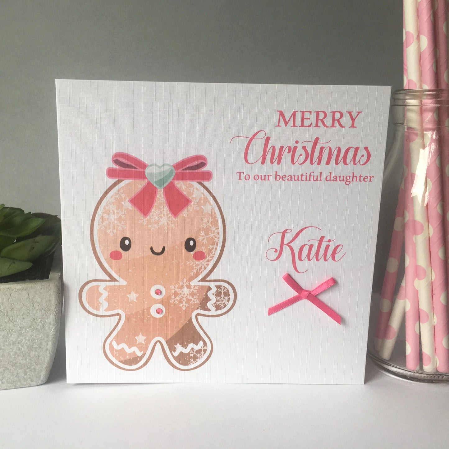 Personalised Girls Christmas Card Gingerbread Girl