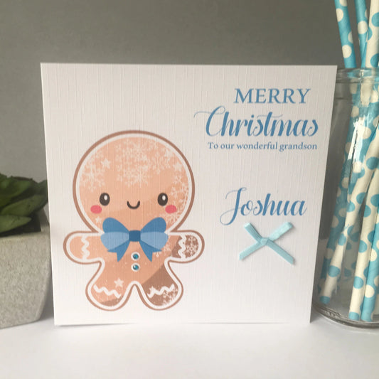Personalised Boys Christmas Card Gingerbread Boy