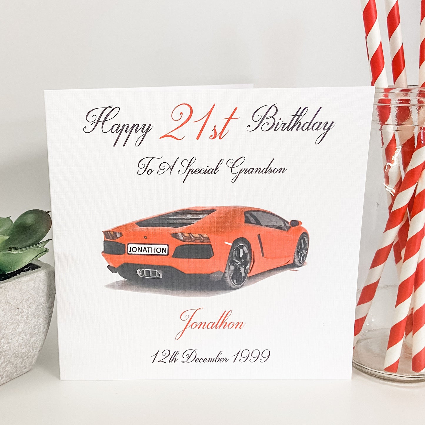 Personalised Male Birthday Card Sports Car Brother Husband Son Grandson 17th 18th 19th 20th 21st 30th 40th 50th