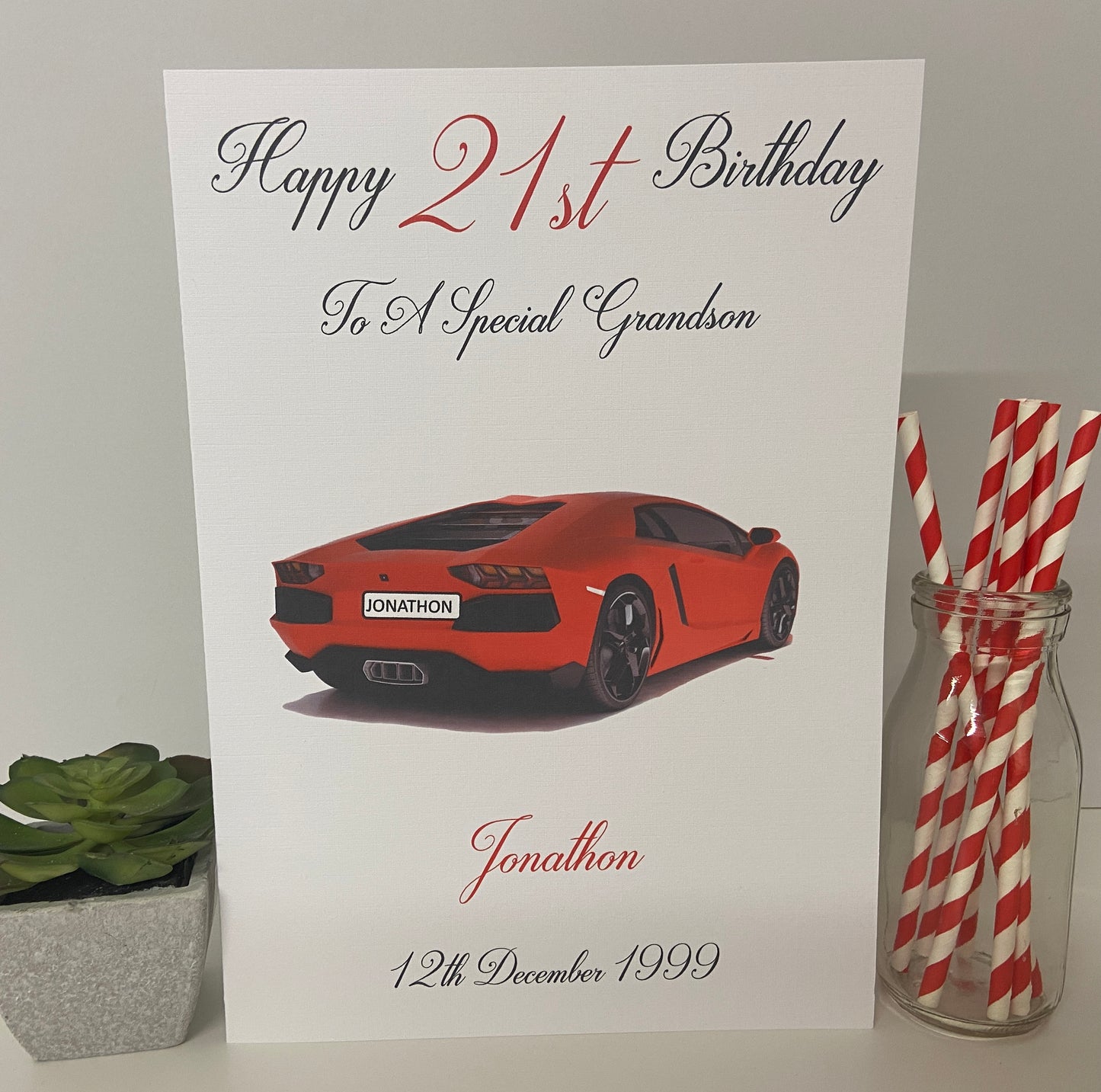 Personalised Birthday Card Sports Car Male Son Dad Brother Grandson