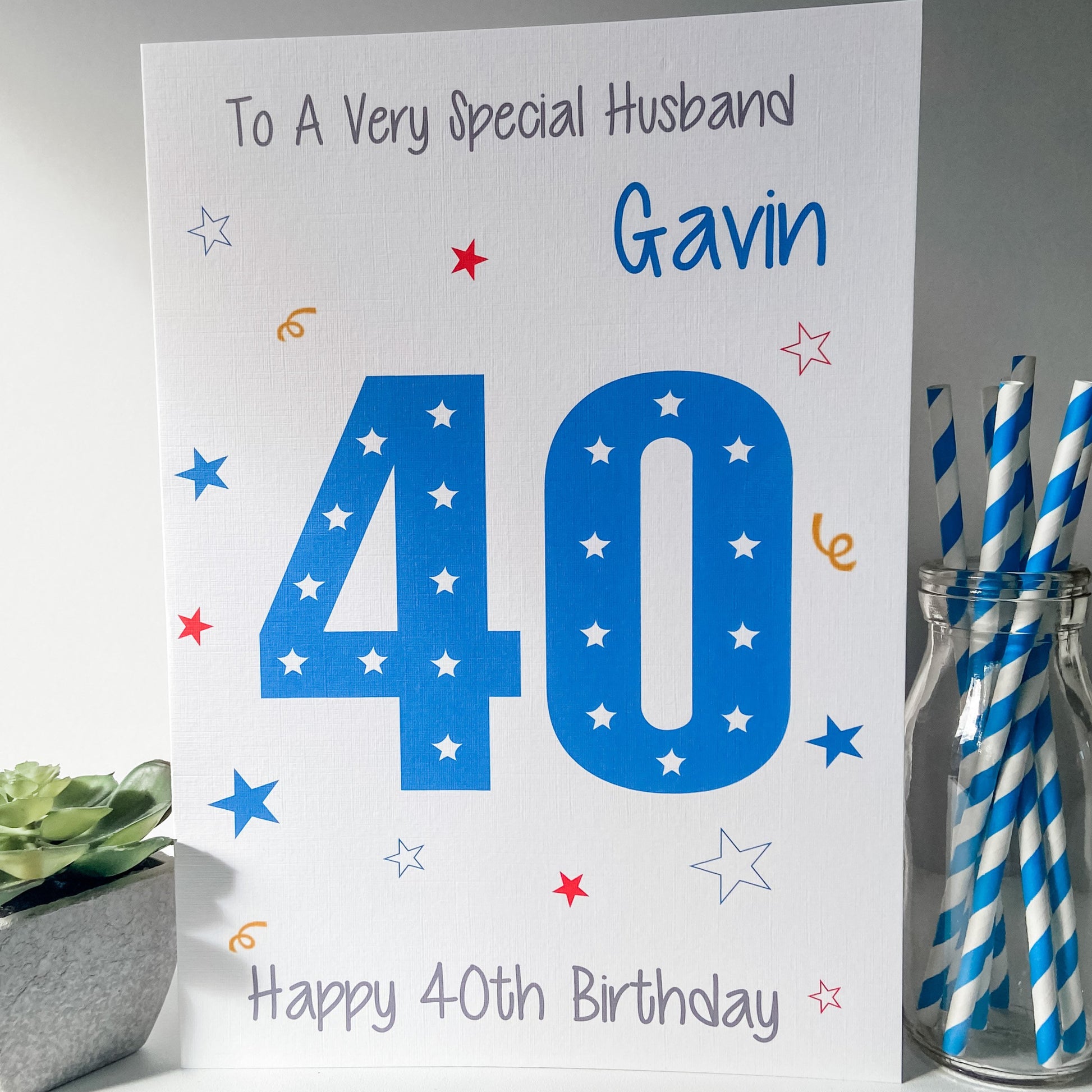 Personalised Male Boys Birthday Card Blue Age Son Brother Nephew