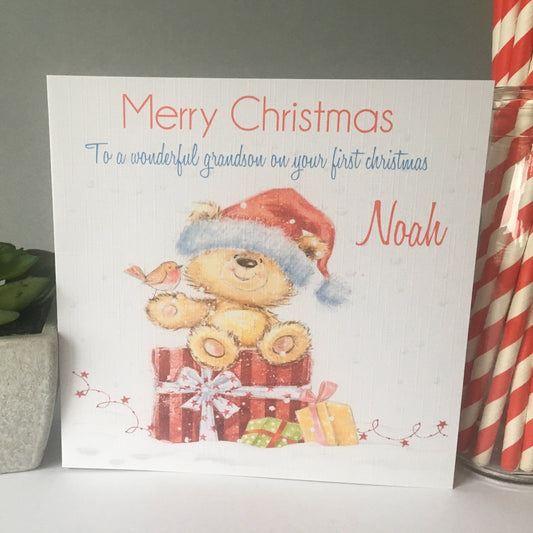 Personalised Christmas Card Teddy Bear