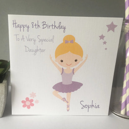 Personalised Birthday Card Ballet Dancer (3 hair colour options)