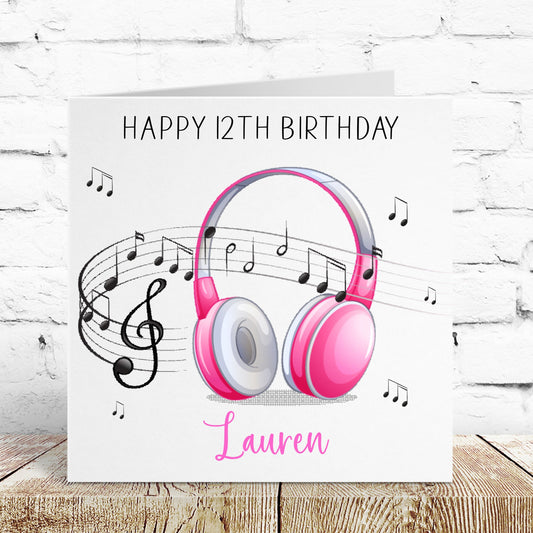 Personalised Birthday Card Music Headphones