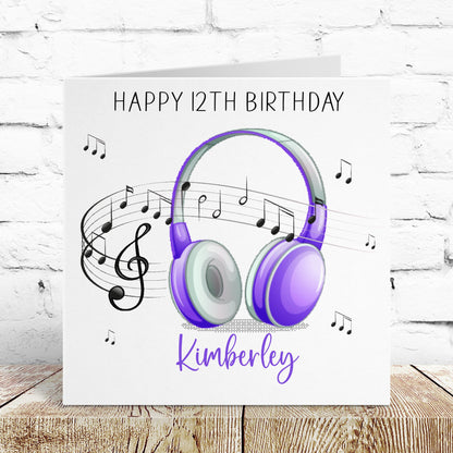 Personalised Birthday Card Music Headphones