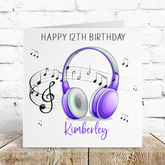 Personalised Birthday Card Music Headphones