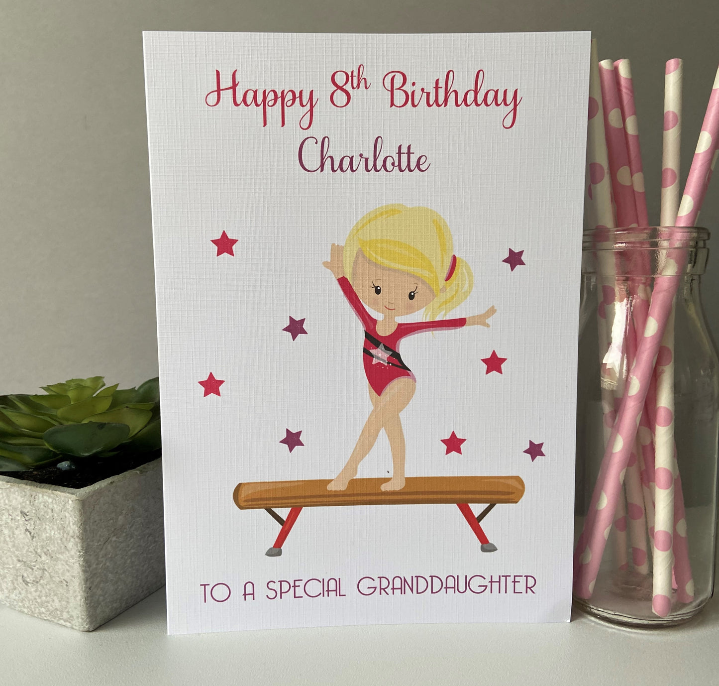 Personalised Birthday Card Gymnastics Girl