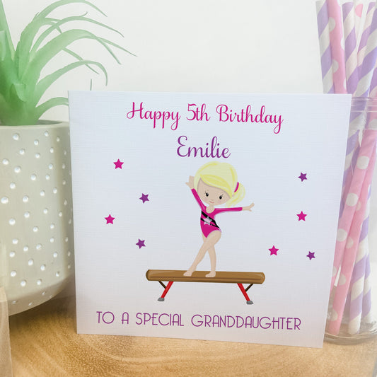 Personalised Birthday Card Gymnastics Girl