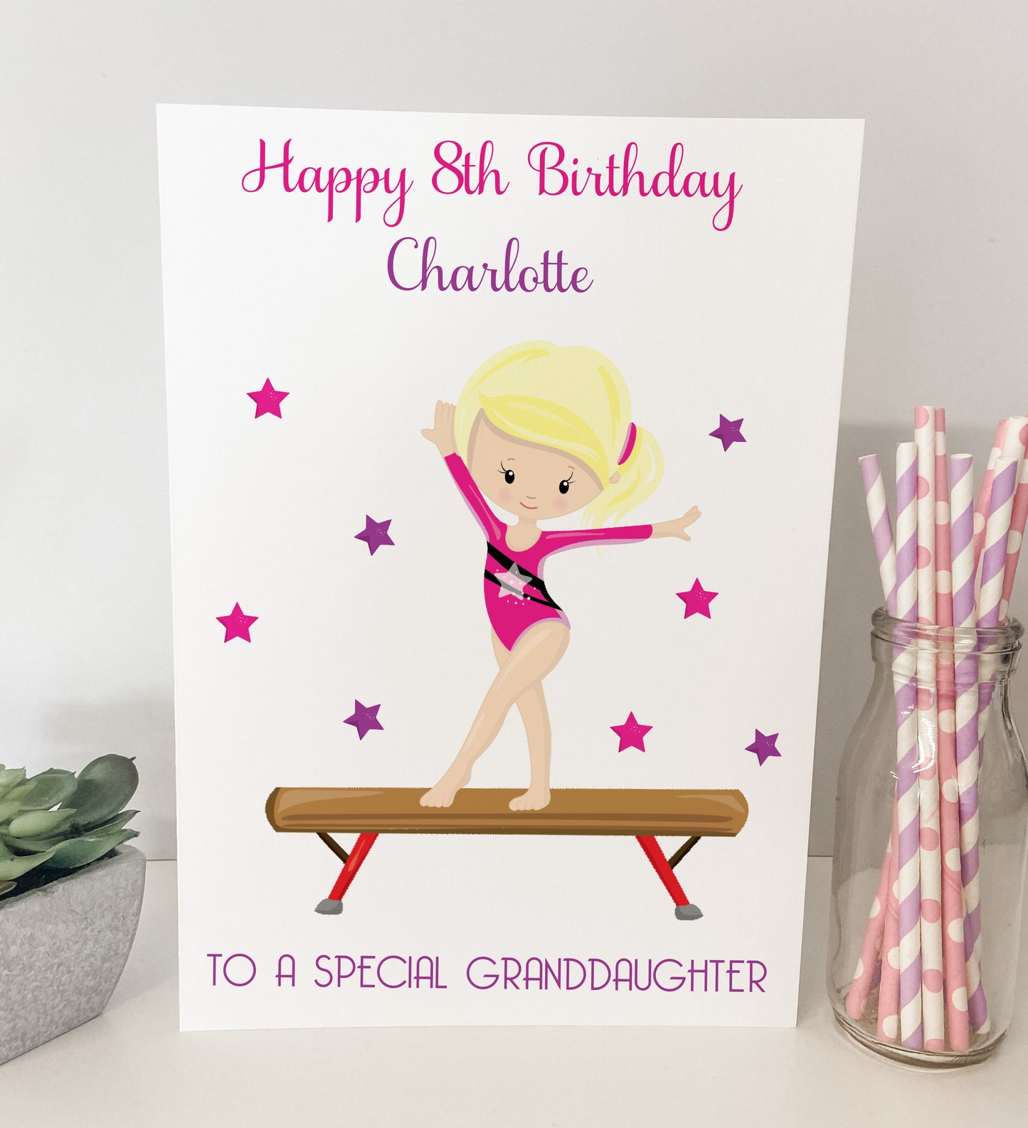 Personalised Birthday Card Gymnastics Girl