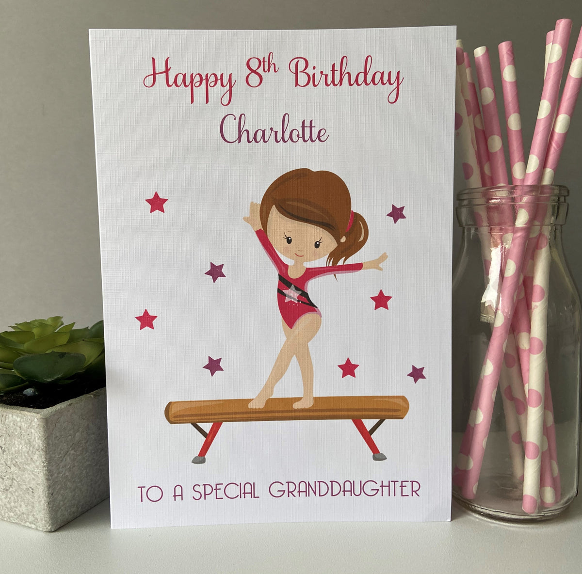 Girls Personalised Gymnastics Birthday Card, Gymnast Birthday Card Girls Personalised Gymnastics Birthday Card, Gymnast Birthday Card