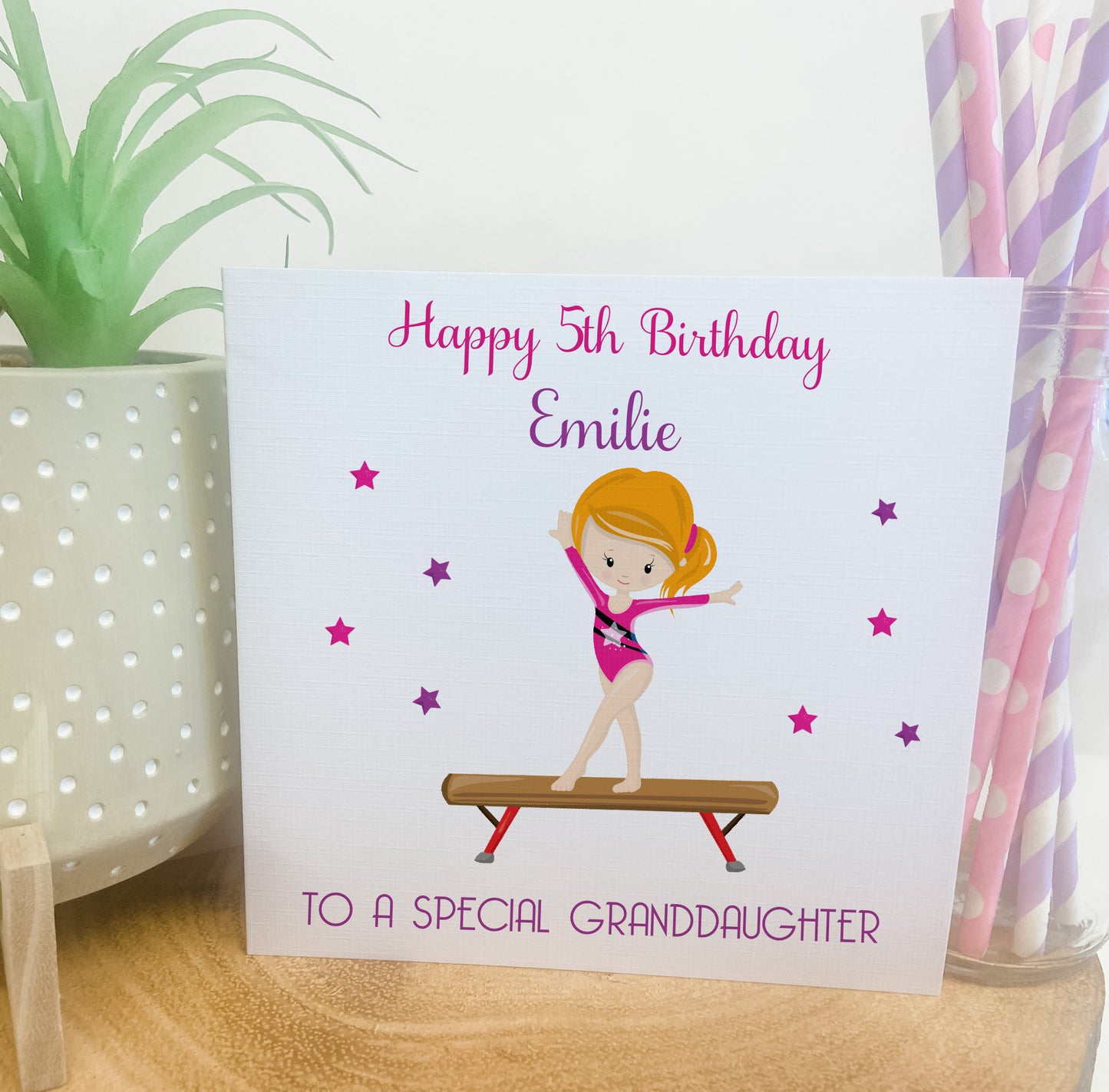 Personalised Birthday Card Gymnastics Girl