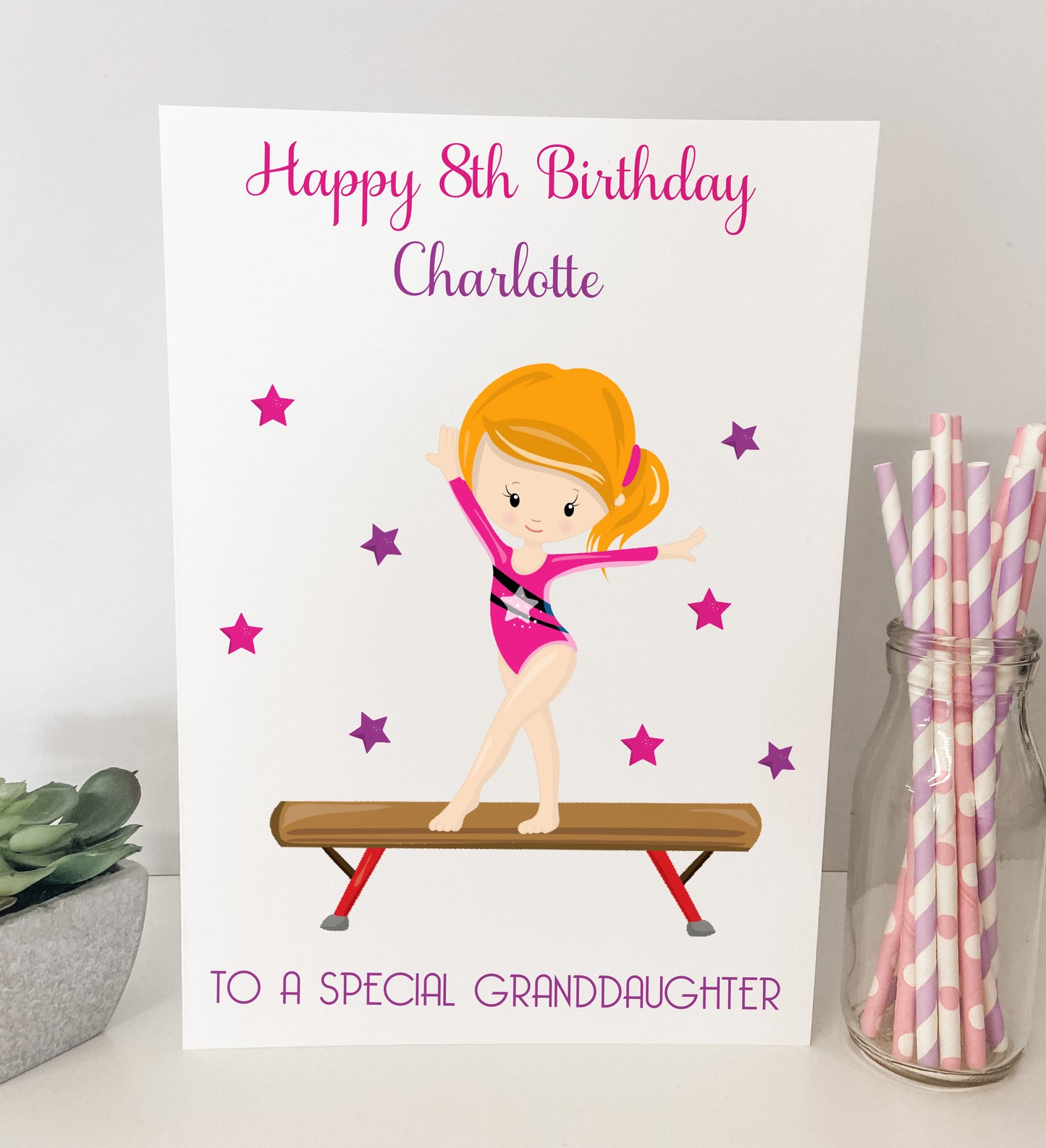 Personalised Birthday Card Gymnastics Girl