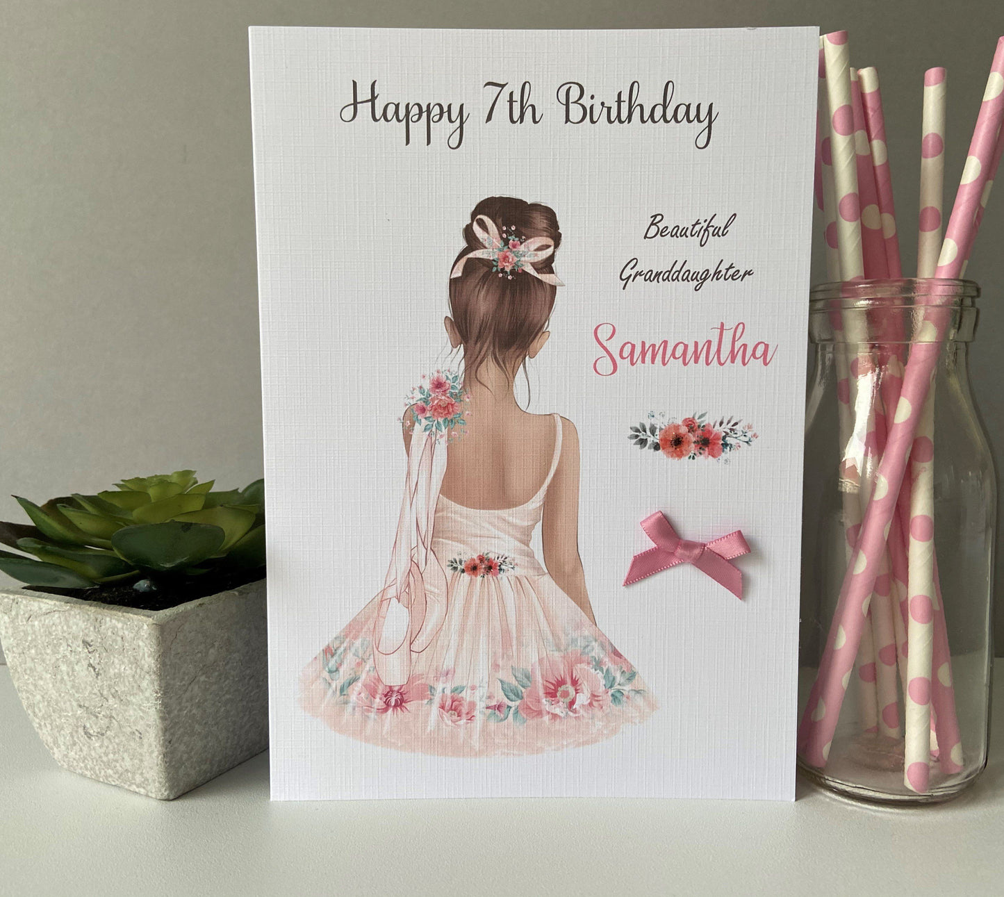 Large A5 Personalised Handmade Ballerina Birthday Card