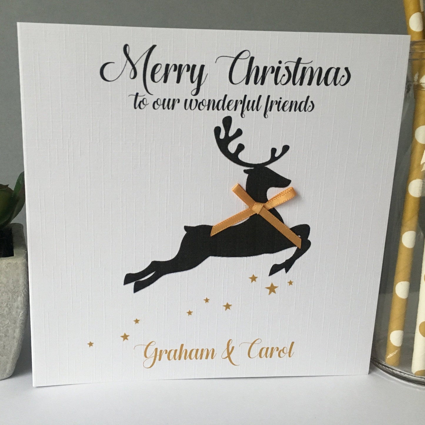 Personalised Handmade Reindeer Christmas Card