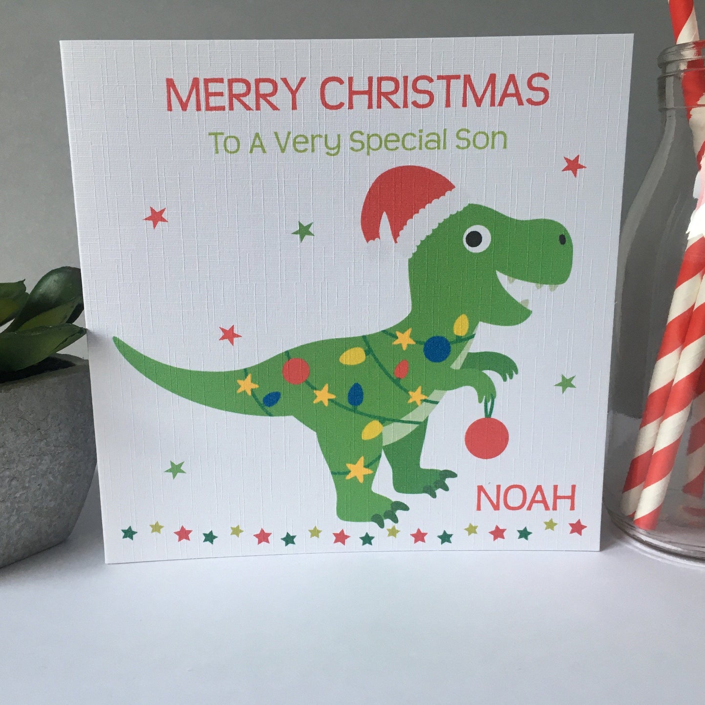 Personalised Christmas Card Dinosaur