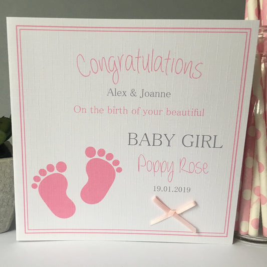 Personalised Congratulations New Baby Card Footprints