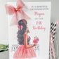 Large A4 Personalsied Handmade Girls Birthday Card Girl Pink Dress Daughter Sister Granddaughter Niece Girlfriend