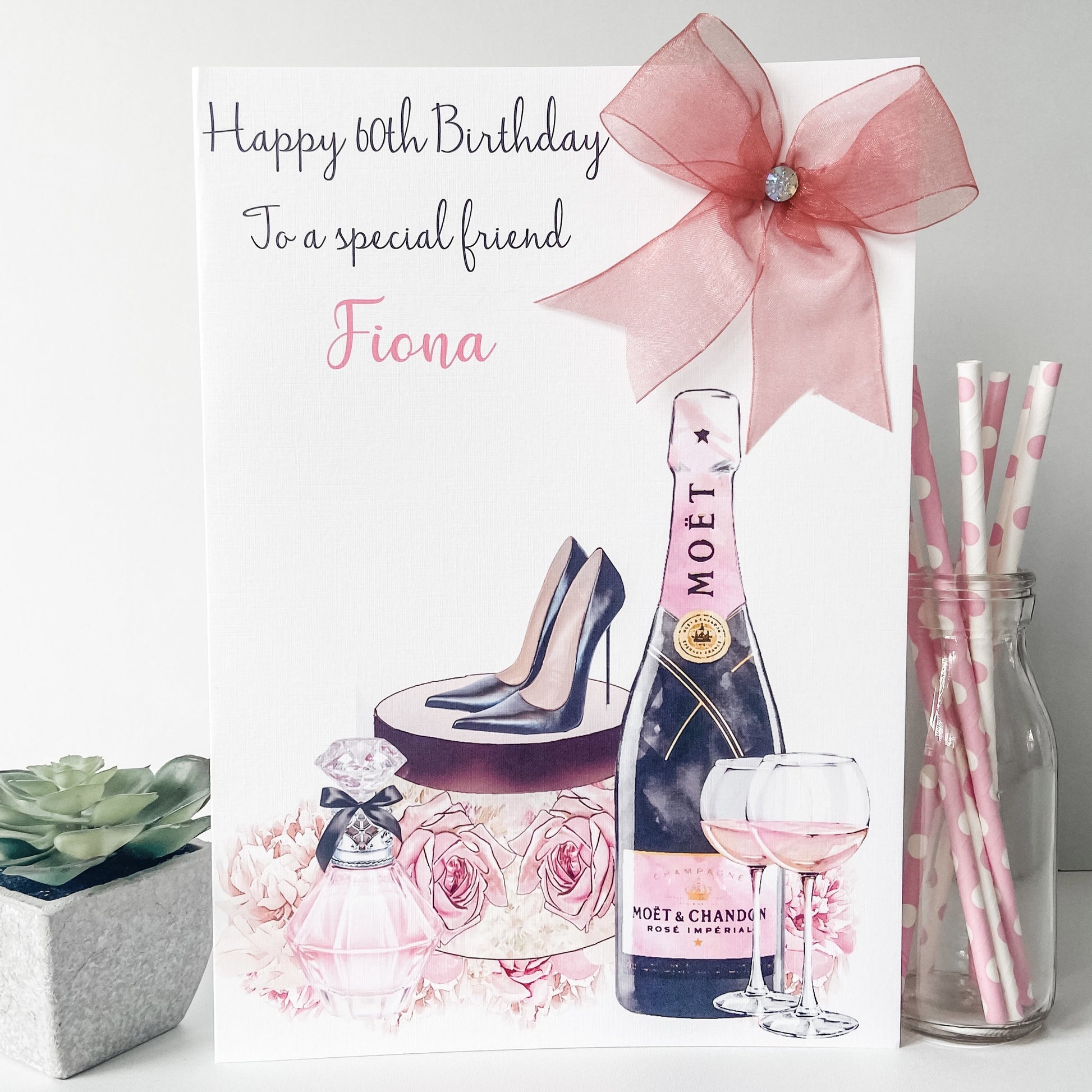 Personalised Handmade Luxury Large A4 Birthday Card Daughter Friend Bestie Auntie Niece 21st 30th 40th 50th 60th 70th