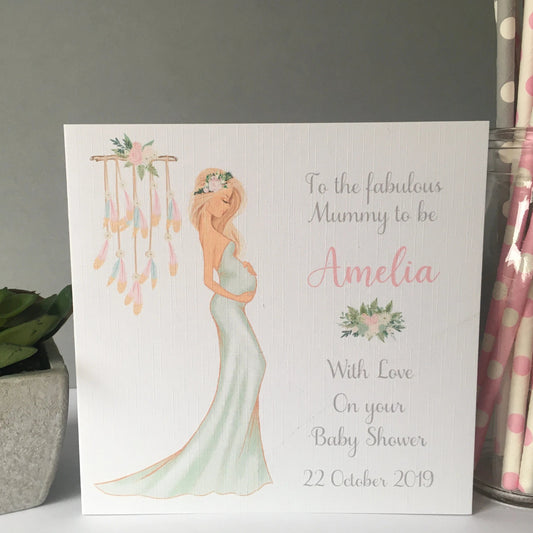 Personalised Handmade Baby Shower Card Elegant Mummy