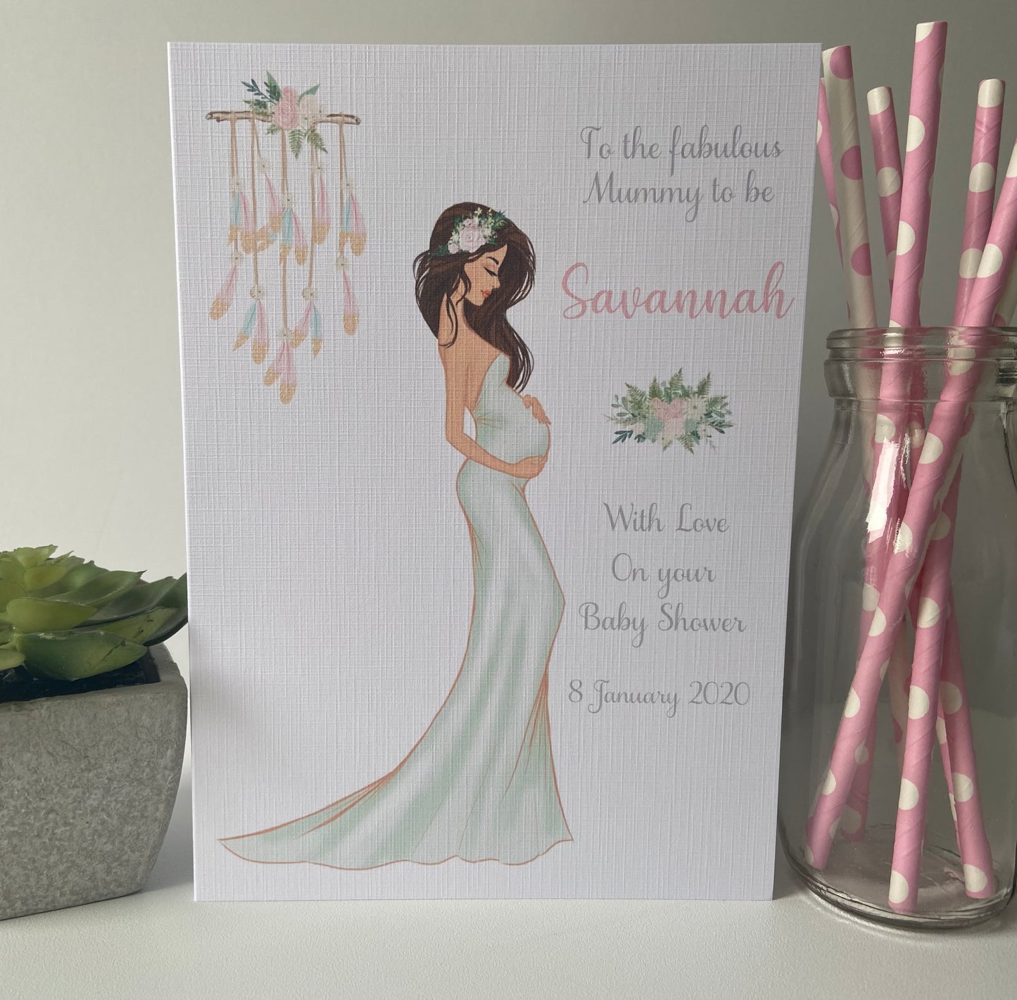 Personalised Baby Shower Card Elegant Mummy