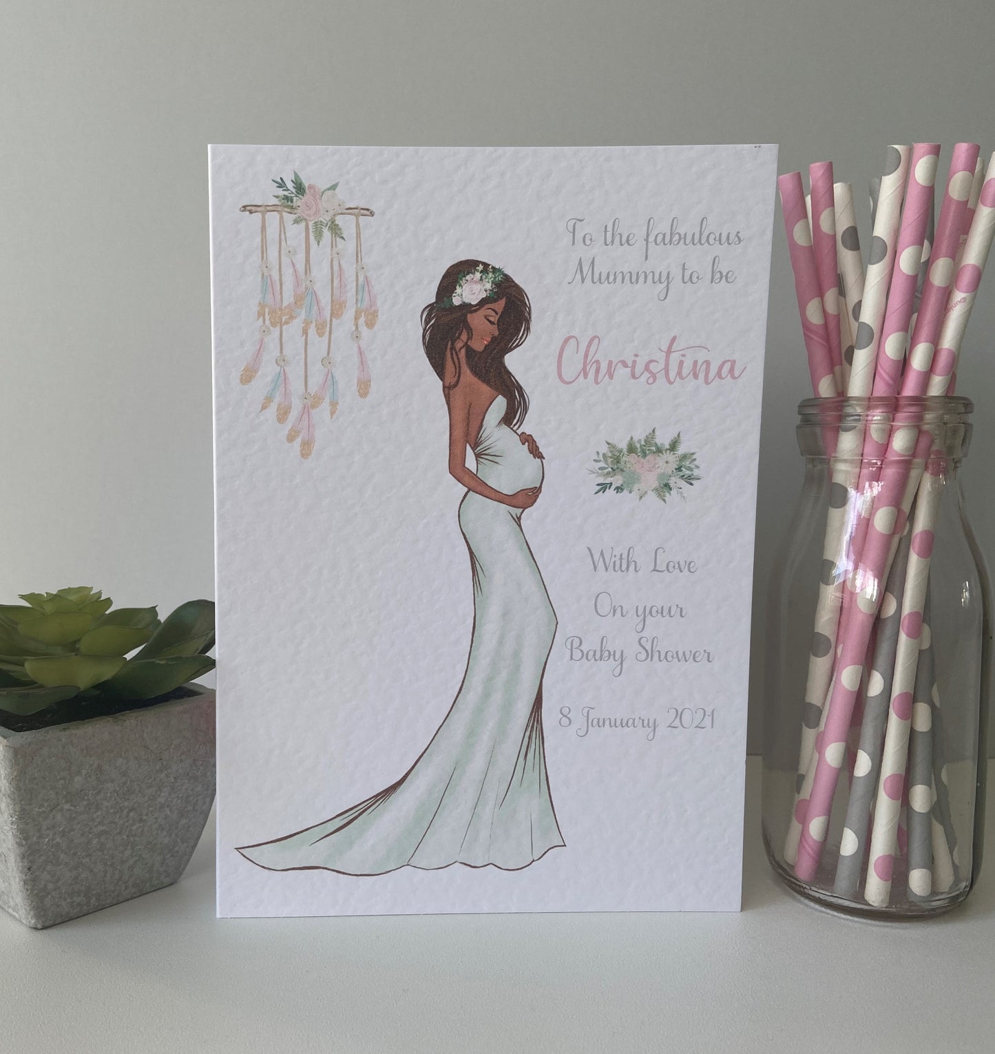 Personalised Baby Shower Card Elegant Mummy