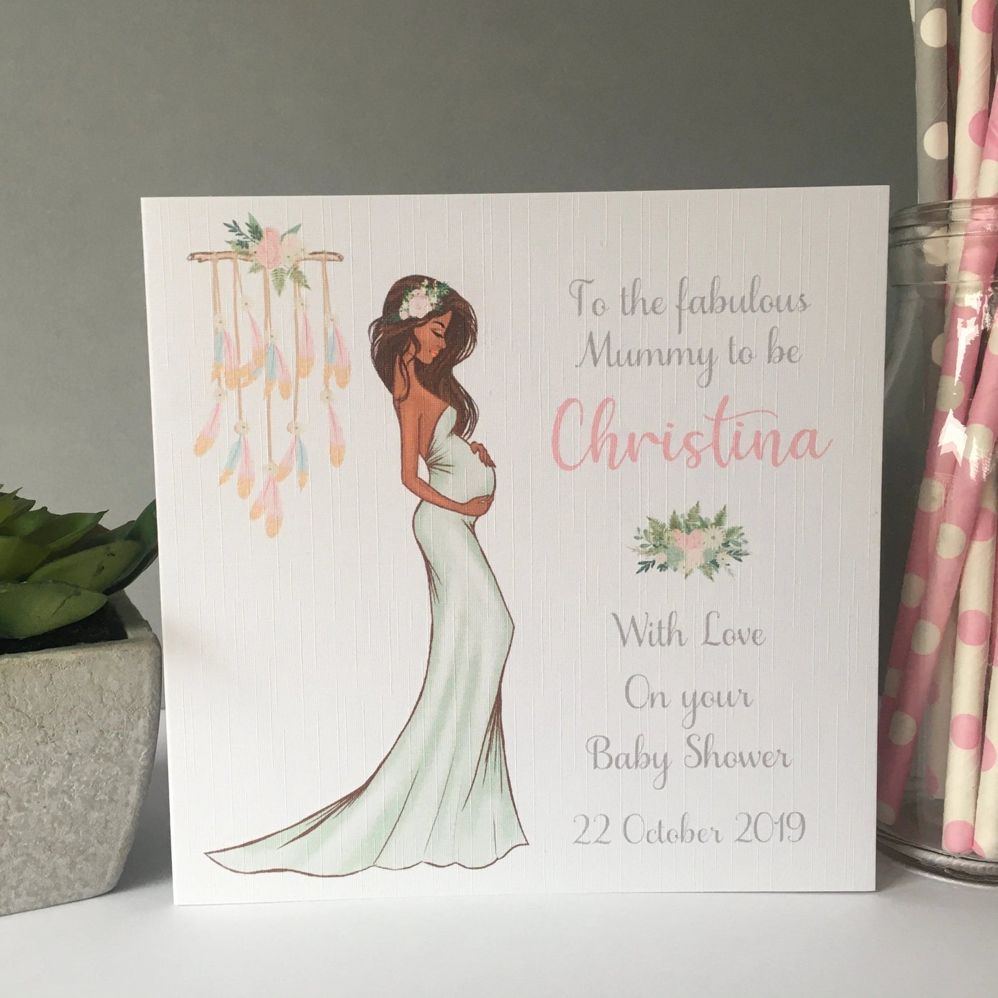 Personalised Handmade Baby Shower Card Elegant Mummy