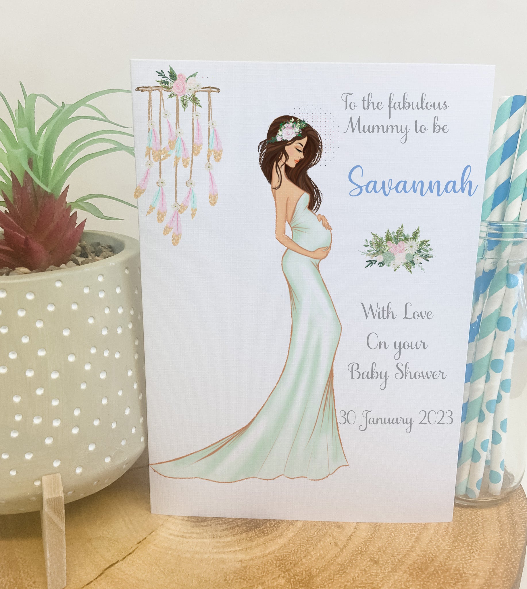 Personalised Baby Shower Card Elegant Mummy – Blossom Lane Cards