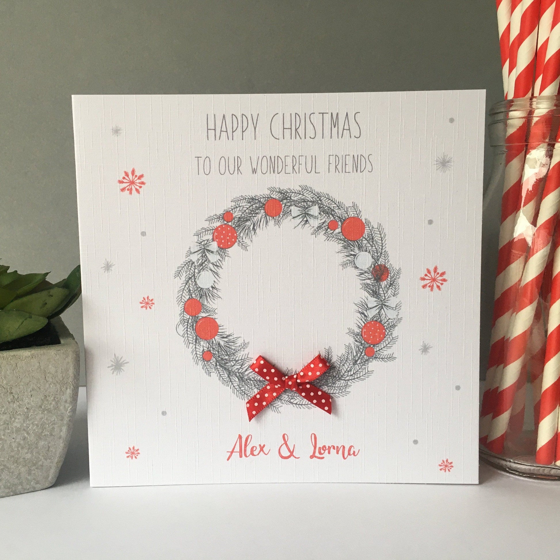 Personalised Handmade Christmas Card Wreath