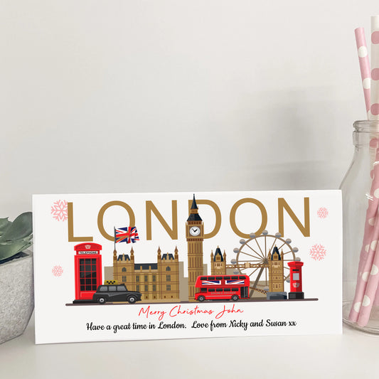 Personalised Christmas Card Money Gift Wallet Travel Voucher London