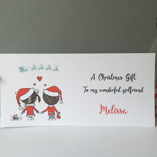 Personalised Christmas Money Wallet Boy Girl Snow Scene