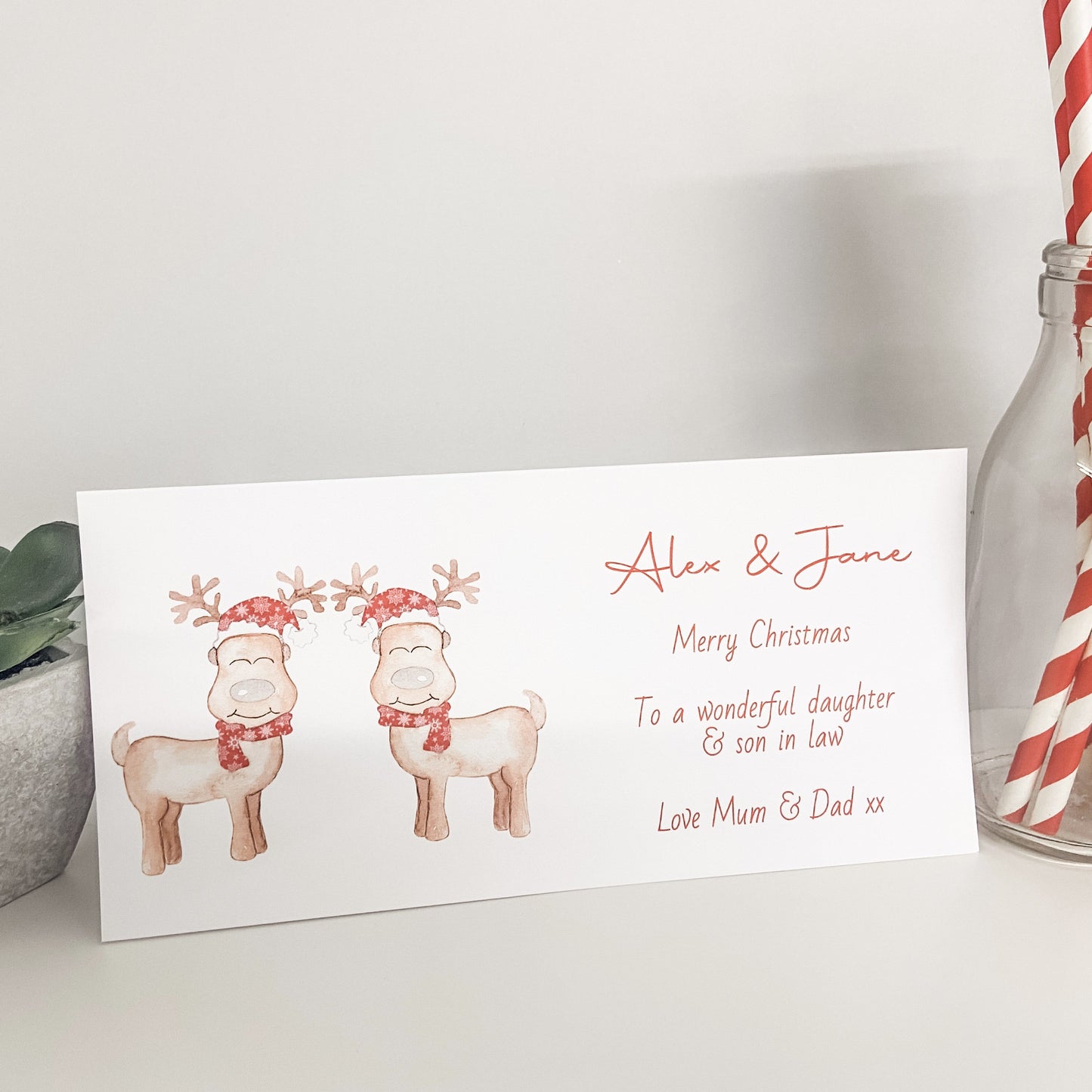 Personalised Christmas Gift Wallet Reindeer Couple