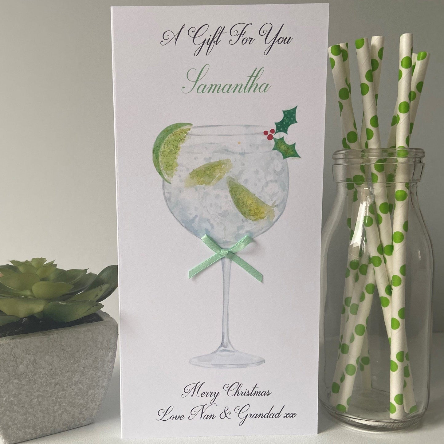 Personalised Christmas Money Wallet Lime Gin Cocktail