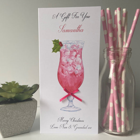 Personalised Christmas Money Wallet Pink Cocktail