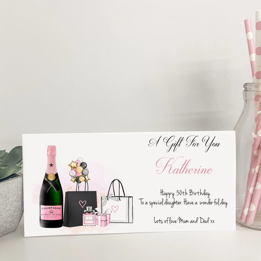 Personalised Birthday Gift Wallet Pink Champagne