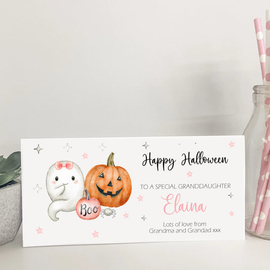 Personalised Halloween Gift Wallet Ghost Pumpkin Girl