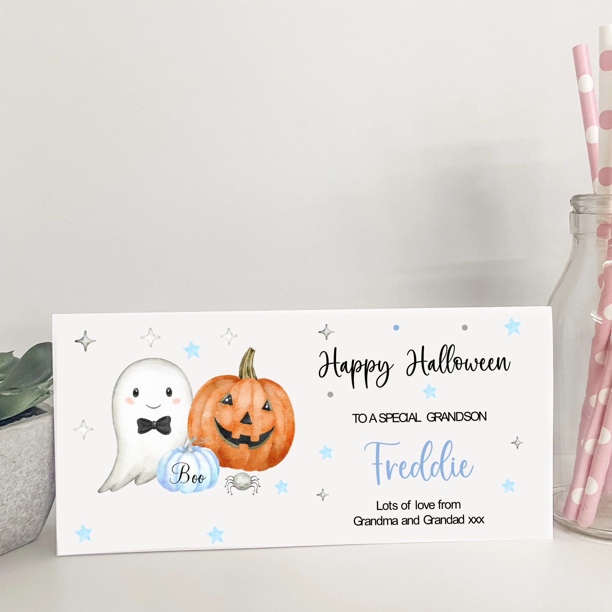 Personalised Halloween Gift Wallet Ghost Pumpkin Boy