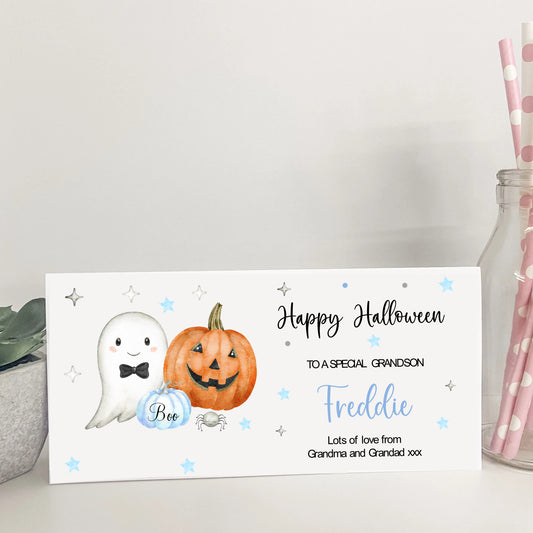 Personalised Halloween Gift Wallet Ghost Pumpkin Boy