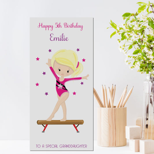 Personalised Birthday Card Money Gift Wallet Voucher Gymnastics Girl