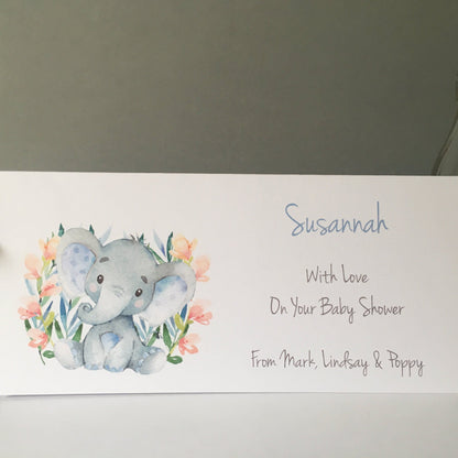 Personalised Watercolour Elephant New Baby Shower Gift Wallet